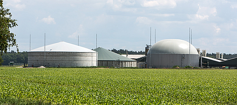 De afbeelding toont links een enkelwandig gasdicht silodak, rechts een koepel en in het midden een groen emissiewerend dak.