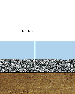 Optimalisatie van bouwwegen met HUESKER geosynthetics van Basetrac Wegdoorsnede met HUESKER geosynthetics van Basetrac voor geoptimaliseerde bouwwegen